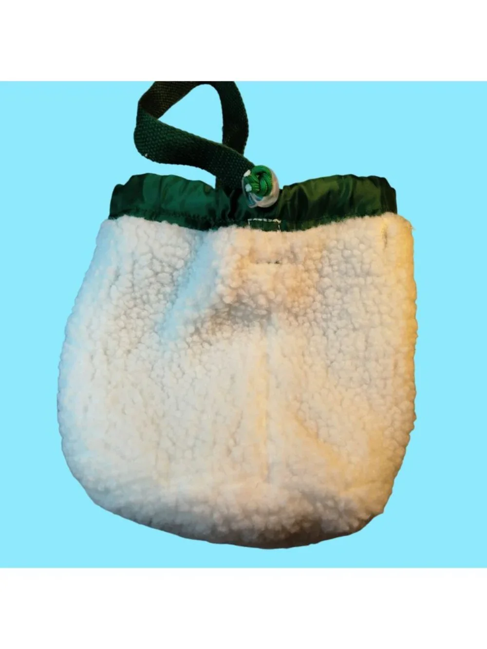 Sherpa Drawstring Tote Bag Christmas Tree Embroidered Fleece Sack Lined